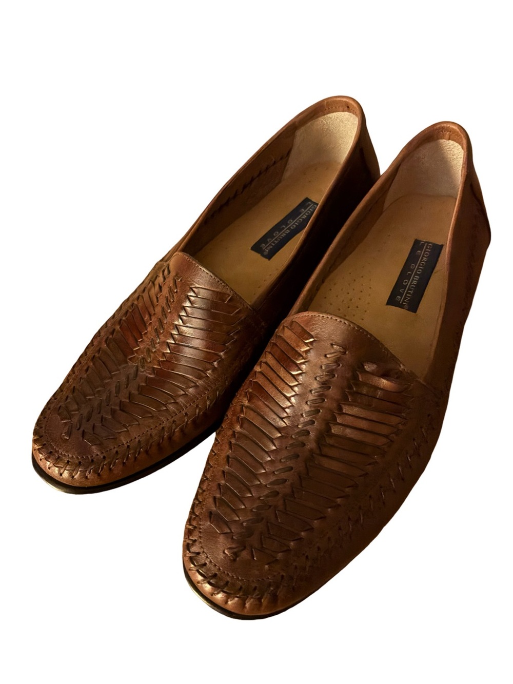 Giorgio Brutini Tan Woven Leather Slip-On Loafers 12D EUC